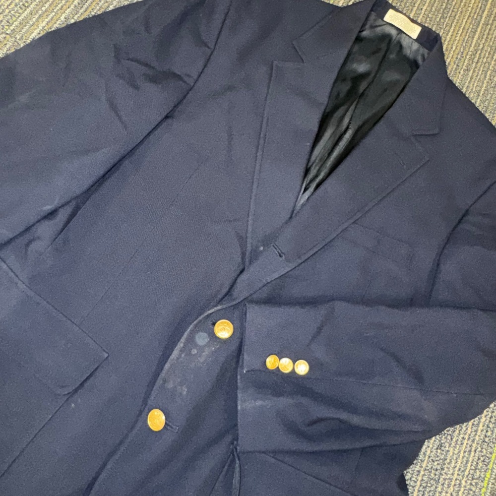 Orvis Blazer Sport Coat Mens 42R Navy Blue Good Wool Blend Gold Buttons USA Made